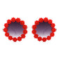 Round Daisy Flower Shape Circle Floral Sunglasses Sunglasses Red OneSize 