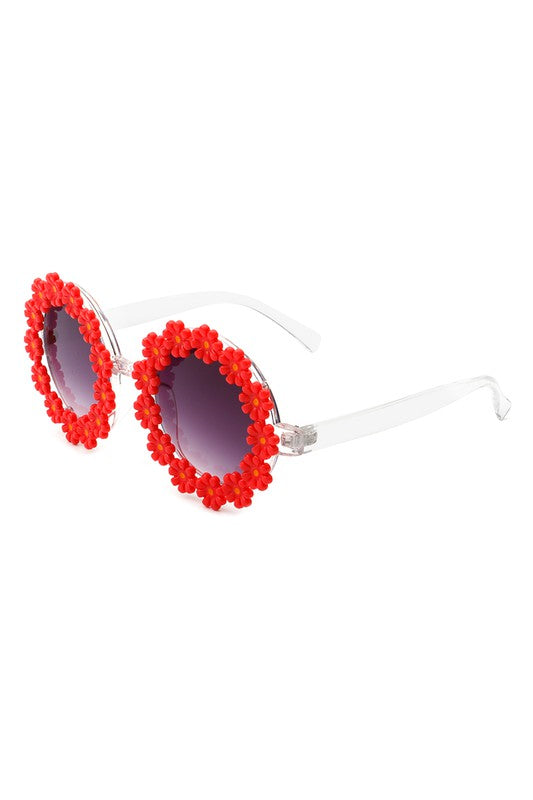 Round Daisy Flower Shape Circle Floral Sunglasses Sunglasses   