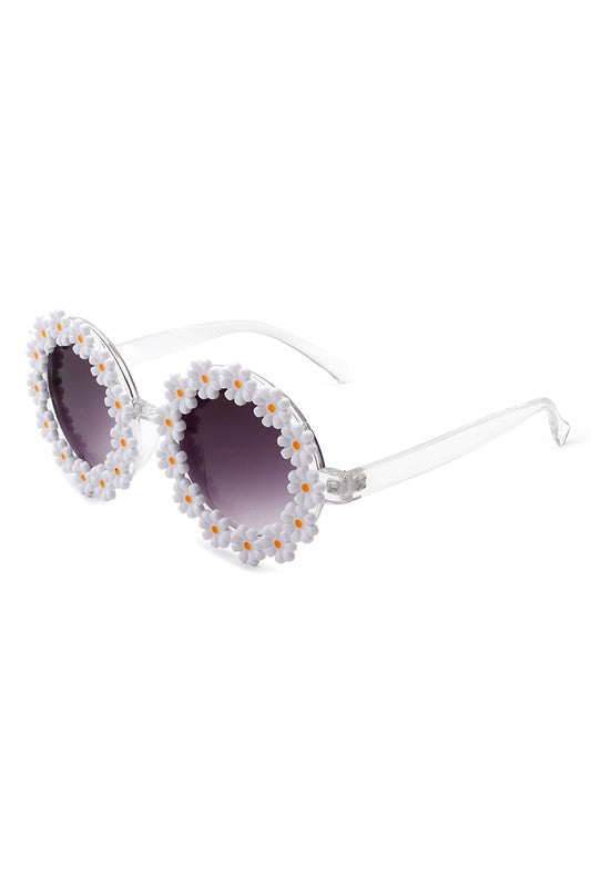 Round Daisy Flower Shape Circle Floral Sunglasses Sunglasses   