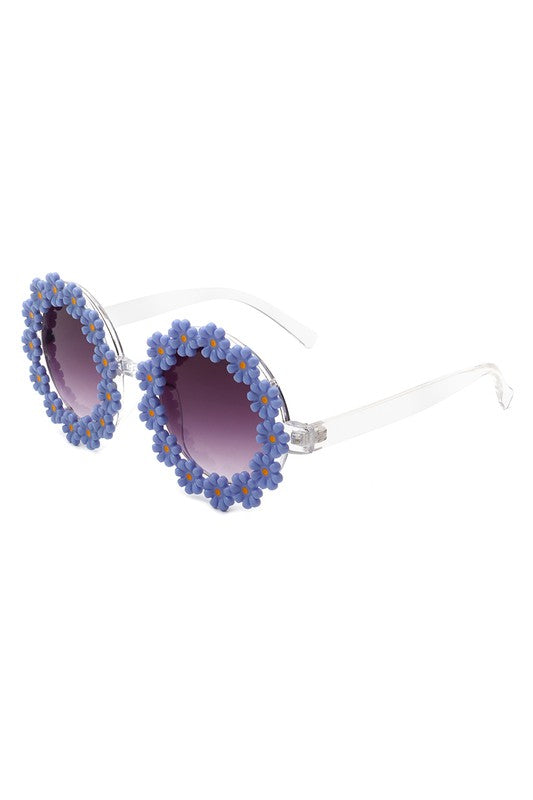 Round Daisy Flower Shape Circle Floral Sunglasses Sunglasses   