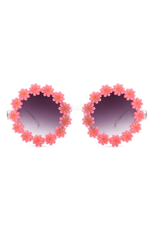 Round Daisy Flower Shape Circle Floral Sunglasses Sunglasses Pink OneSize 