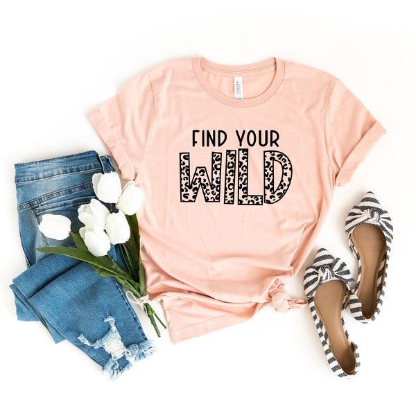 Leopard Find Your Wild Short Sleeve Graphic Tee graphic t-shirt Blush XS 