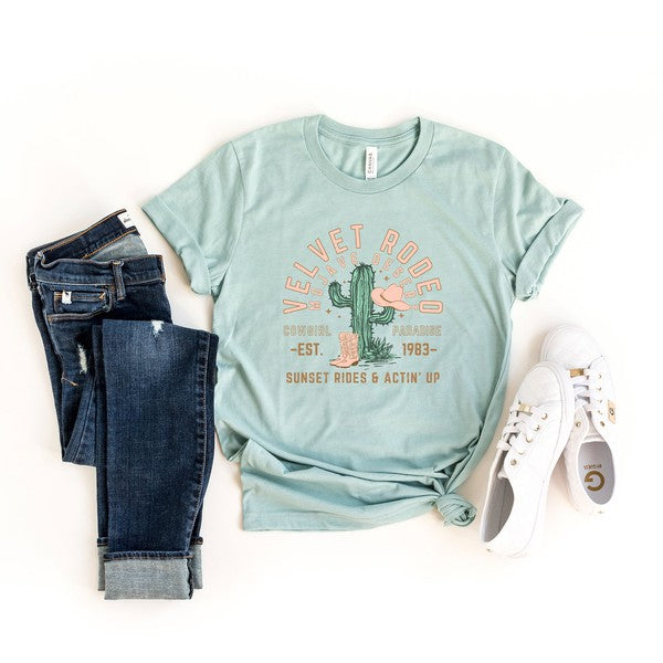 Velvet Rodeo Cactus Short Sleeve Graphic Tee Graphic Tee Seafoam XS 