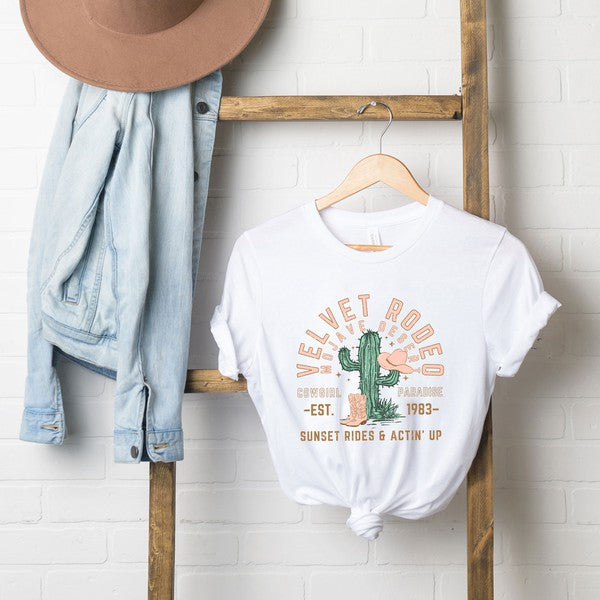 Velvet Rodeo Cactus Short Sleeve Graphic Tee Graphic Tee White Large 