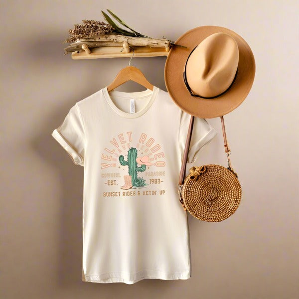 Velvet Rodeo Cactus Short Sleeve Graphic Tee Graphic Tee Cream XS 