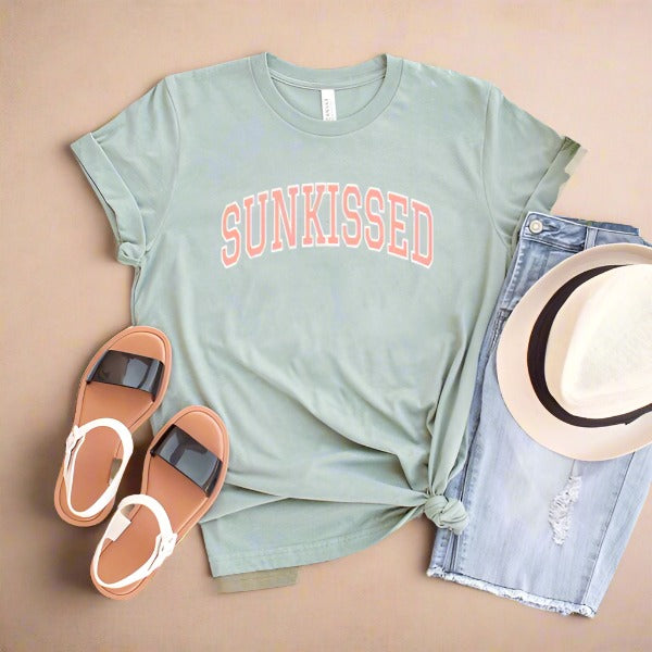 Distressed Sunkissed Short Sleeve Graphic Tee graphic t-shirt Seafoam XS 