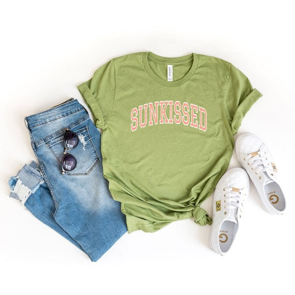 Distressed Sunkissed Short Sleeve Graphic Tee graphic t-shirt Light Green XS 