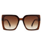 Square Flat Top Tinted Fashion Oversize Sunglasses Sunglasses Brown OneSize 