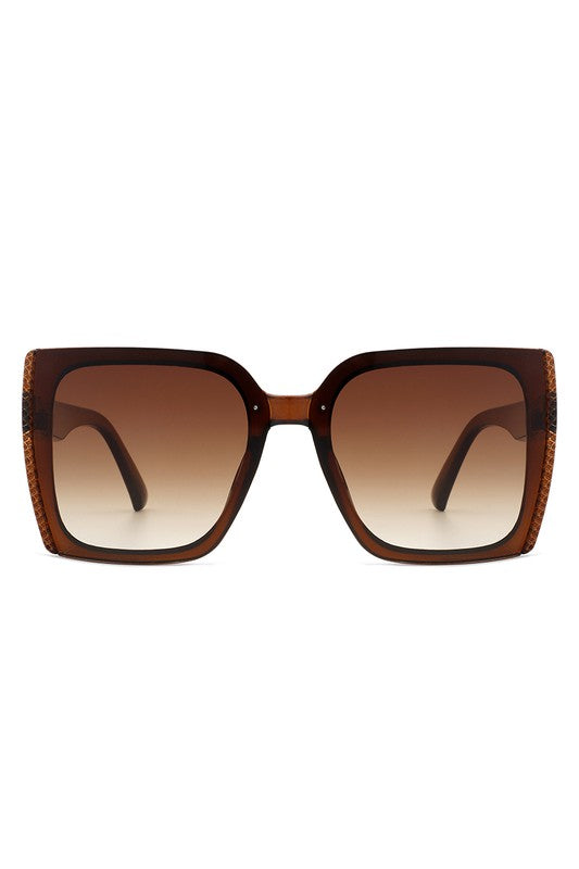 Square Flat Top Tinted Fashion Oversize Sunglasses Sunglasses Brown OneSize 