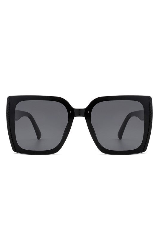 Square Flat Top Tinted Fashion Oversize Sunglasses Sunglasses Black OneSize 