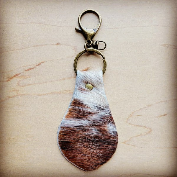 Leather Keychain-Brindle Cowhide Leather Keychain brown 1 