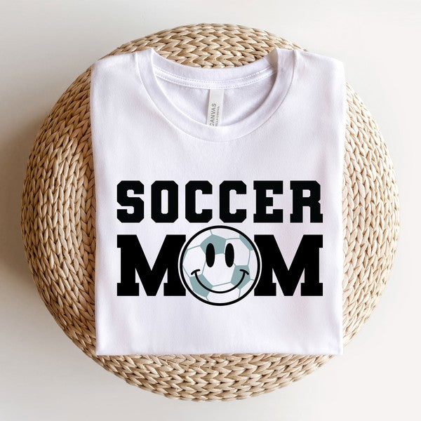 Soccer Mom Smiley Face Short Sleeve Graphic Tee graphic t-shirt White XS 