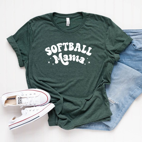 Softball Mama Stars Short Sleeve Graphic Tee graphic t-shirt Forest XS 