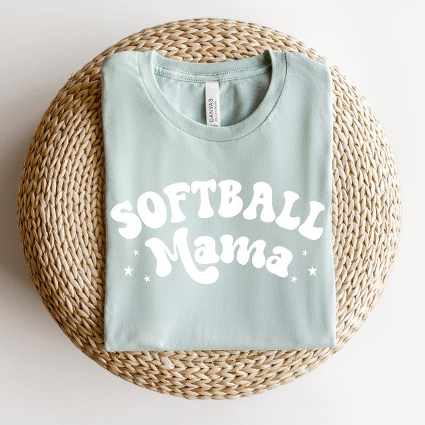 Softball Mama Stars Short Sleeve Graphic Tee graphic t-shirt Seafoam XS 