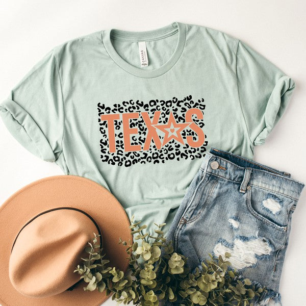 Leopard Texas Star Short Sleeve Graphic Tee graphic t-shirt Seafoam XS 