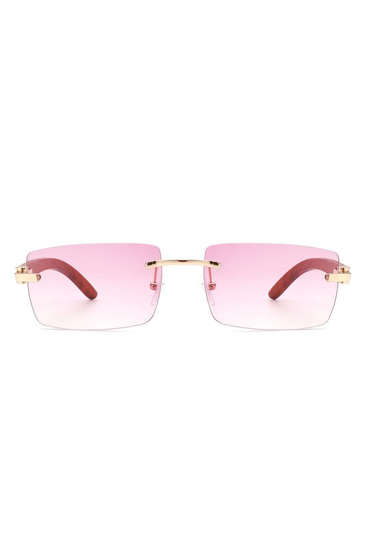 Rectangle Rimless Retro Tinted Sunglasses Sunglasses Pink OneSize 