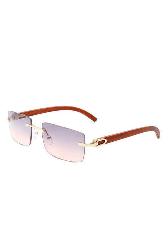 Rectangle Rimless Retro Tinted Sunglasses Sunglasses   