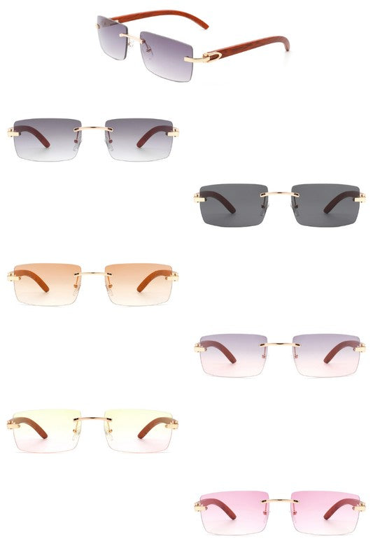 Rectangle Rimless Retro Tinted Sunglasses Sunglasses   