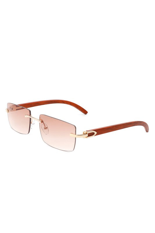 Rectangle Rimless Retro Tinted Sunglasses Sunglasses   