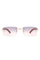 Rectangle Rimless Retro Tinted Sunglasses Sunglasses Gradient Purple OneSize 