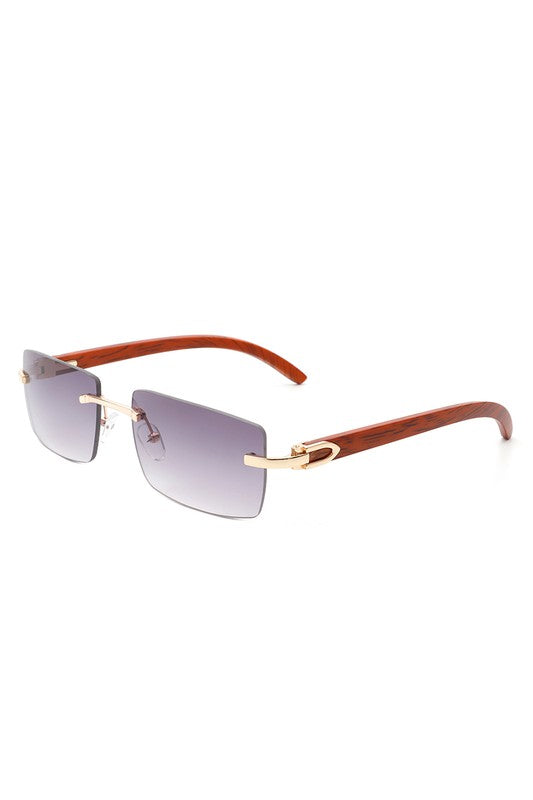 Rectangle Rimless Retro Tinted Sunglasses Sunglasses   