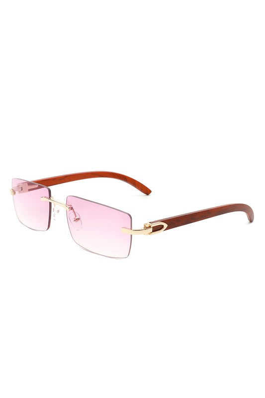 Rectangle Rimless Retro Tinted Sunglasses Sunglasses   