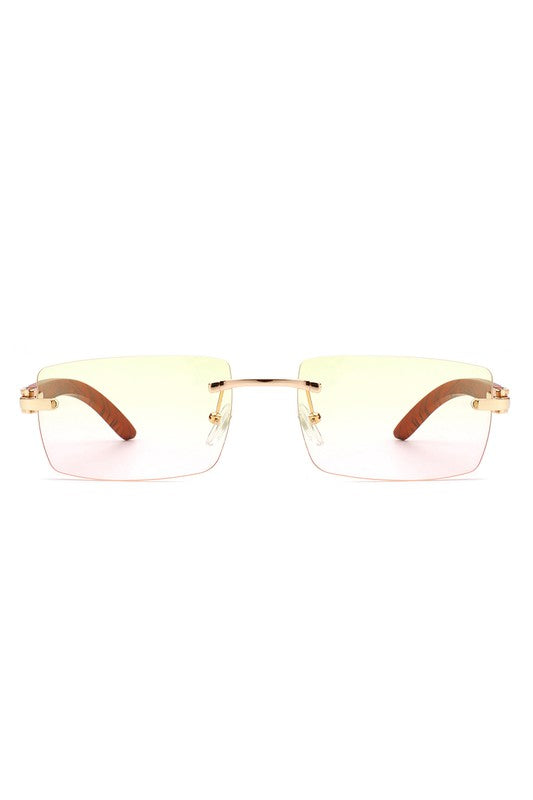 Rectangle Rimless Retro Tinted Sunglasses Sunglasses Gradient Yellow OneSize 