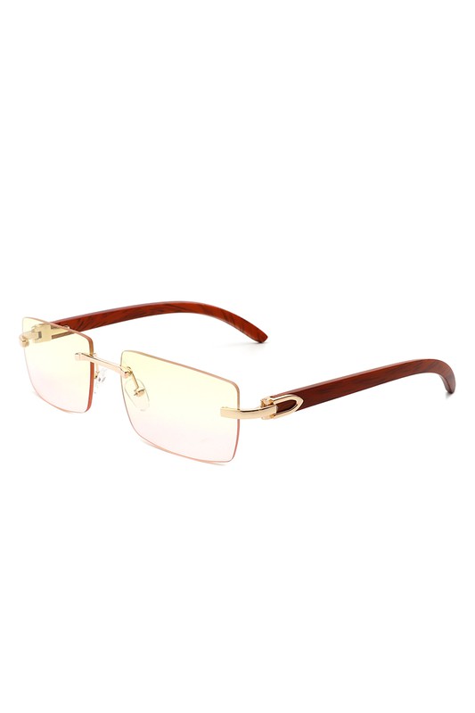 Rectangle Rimless Retro Tinted Sunglasses Sunglasses   