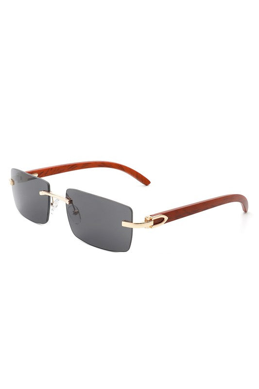 Rectangle Rimless Retro Tinted Sunglasses Sunglasses   