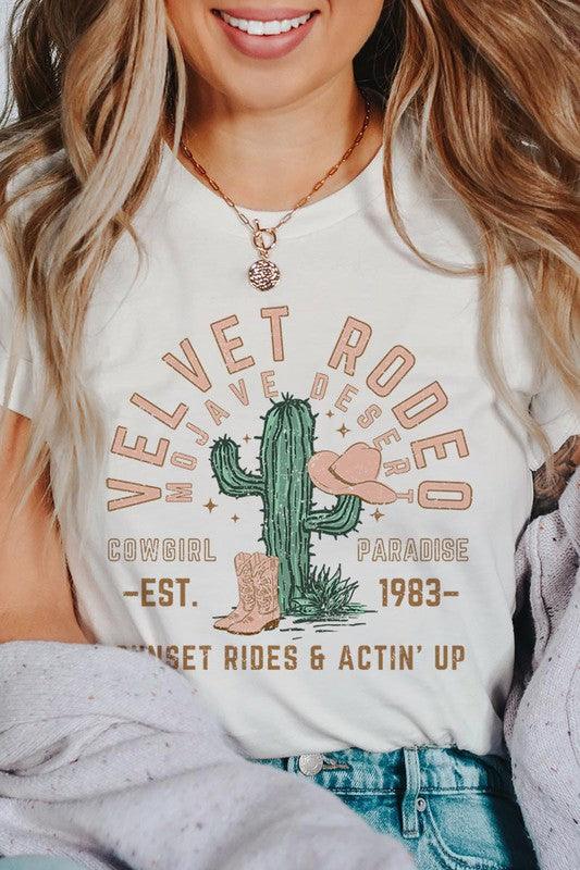 Velvet Rodeo: Western Desert Graphic Tee - Three Mad Hatters Mercantile 