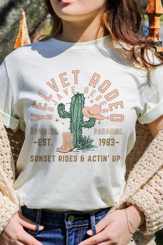 Velvet Rodeo: Western Desert Graphic Tee - Three Mad Hatters Mercantile 