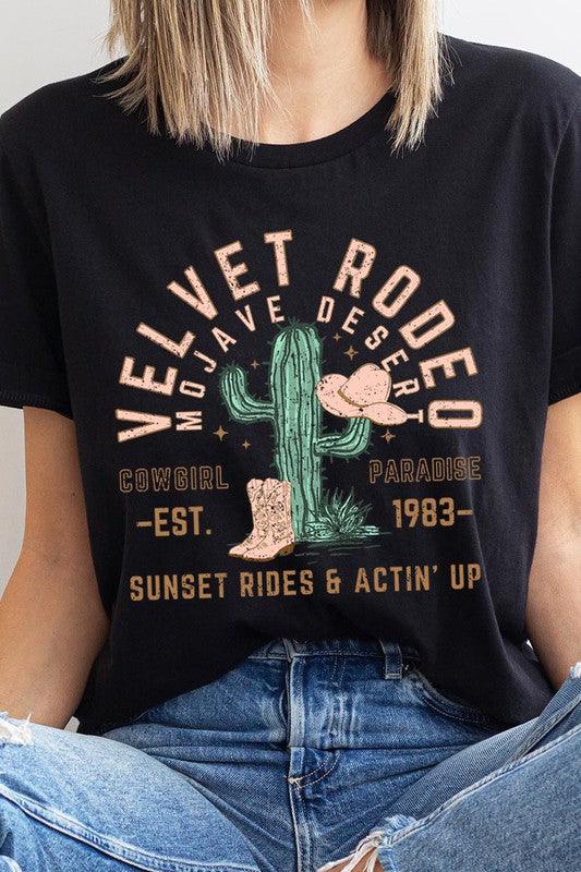 Velvet Rodeo: Western Desert Graphic Tee - Three Mad Hatters Mercantile 