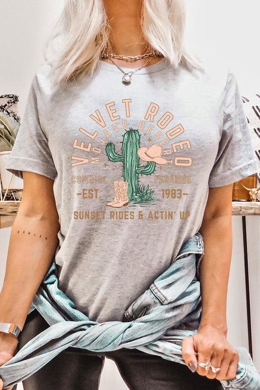 Velvet Rodeo: Western Desert Graphic Tee - Three Mad Hatters Mercantile 
