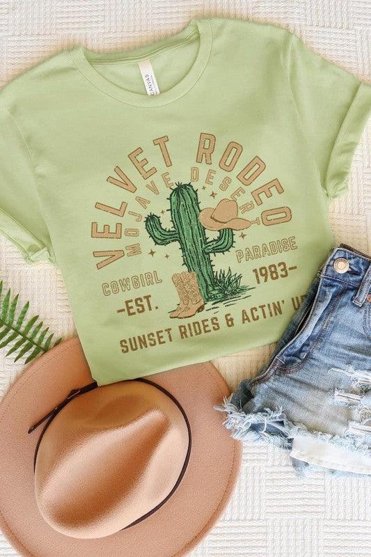 Velvet Rodeo: Western Desert Graphic Tee - Three Mad Hatters Mercantile 