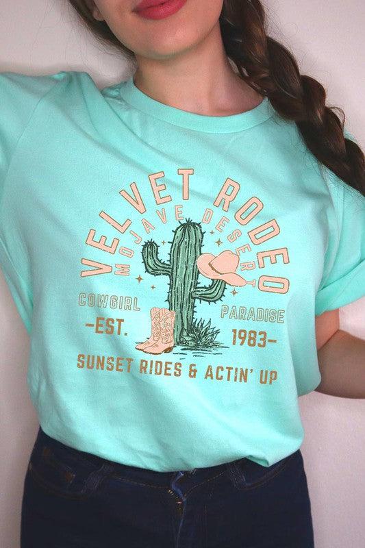 Velvet Rodeo: Western Desert Graphic Tee - Three Mad Hatters Mercantile 