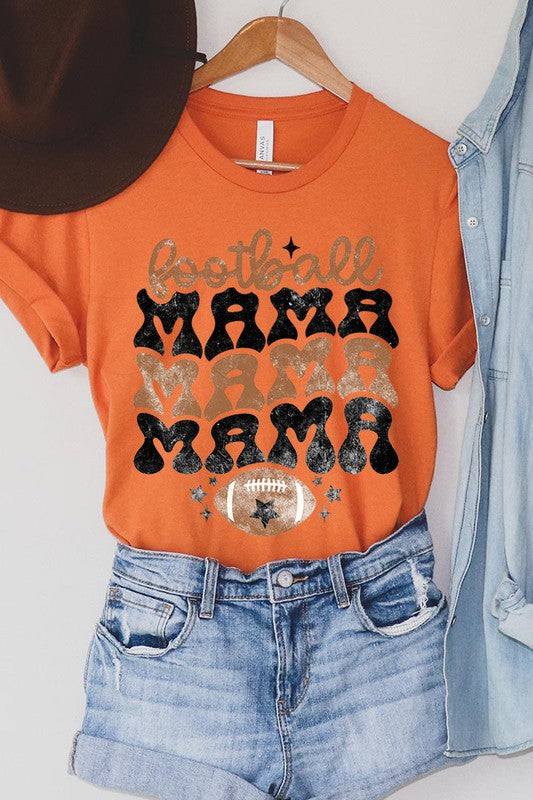 FOOTBALL MAMA SHORT SLEEVE T- Shirt ORANGE S 