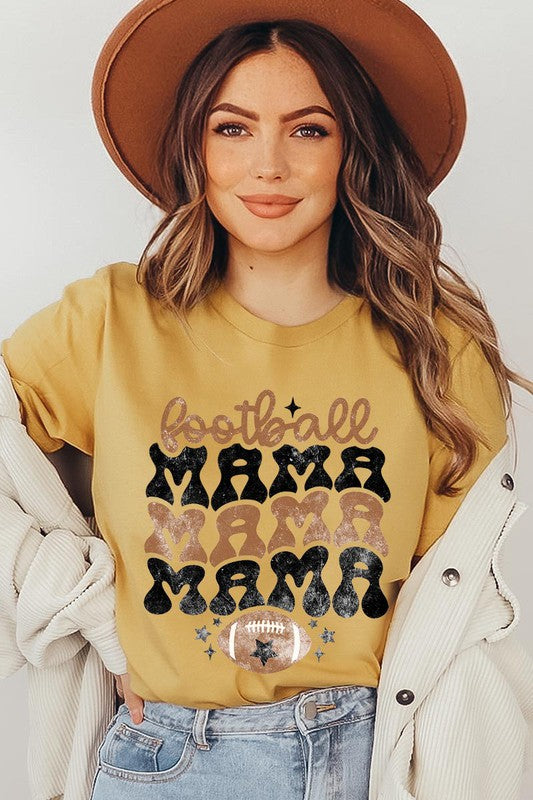 FOOTBALL MAMA SHORT SLEEVE T- Shirt MUSTARD S 