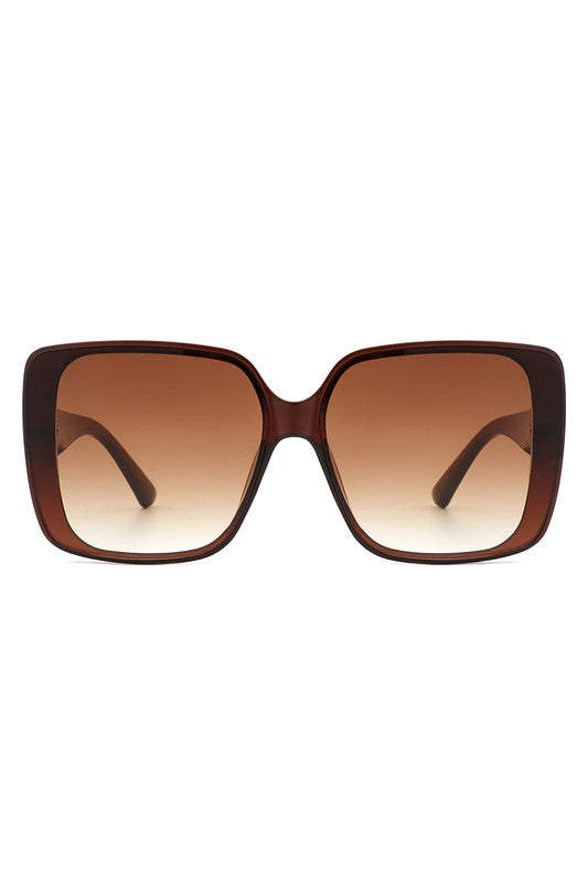 Square Retro Fashion Flat Top Women Sunglasses Sunglasses Brown OneSize 