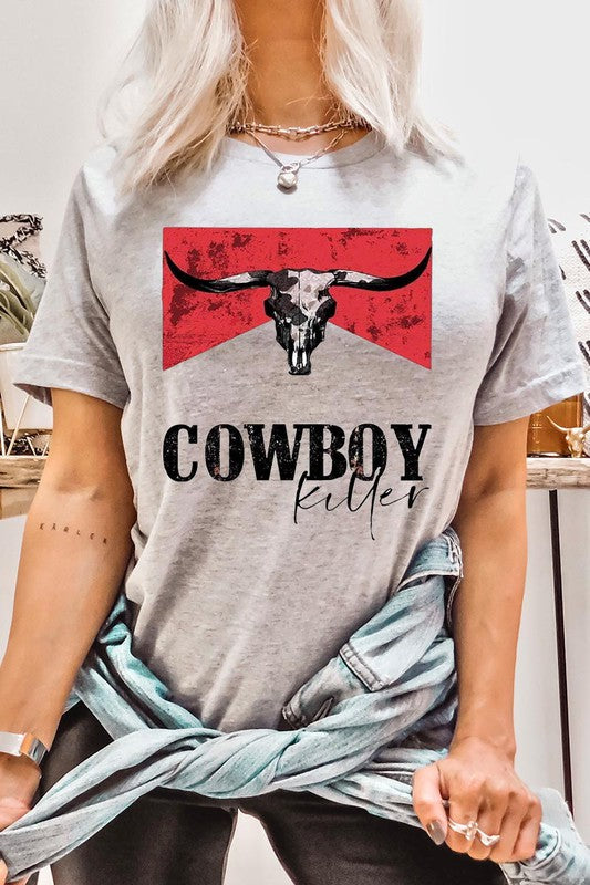 Cowboy Life Short Sleeve Womens Graphic T-shirt ATHLETIC HEATHER S 