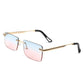 Rectangle Rimless Retro Flat top Sunglasses Sunglasses   