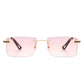 Rectangle Rimless Retro Flat top Sunglasses Sunglasses Pink OneSize 