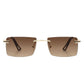 Rectangle Rimless Retro Flat top Sunglasses Sunglasses Brown OneSize 