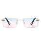 Rectangle Rimless Retro Flat top Sunglasses Sunglasses Blue/Pink Gradient OneSize 