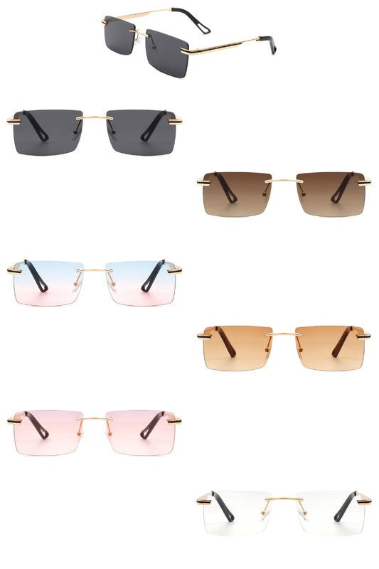 Rectangle Rimless Retro Flat top Sunglasses Sunglasses   