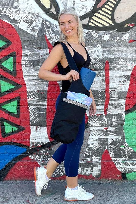 Yoga Mat Tote Bag with Large Side Pockets - Three Mad Hatters Mercantile 