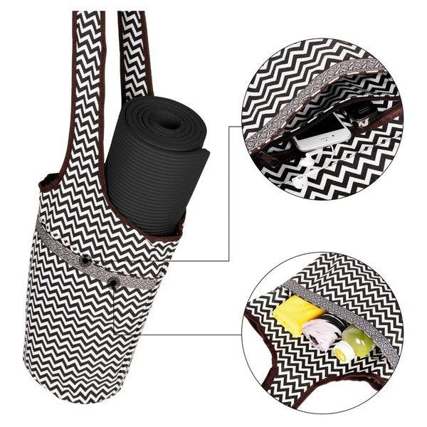 Yoga Mat Tote Bag with Large Side Pockets - Three Mad Hatters Mercantile 