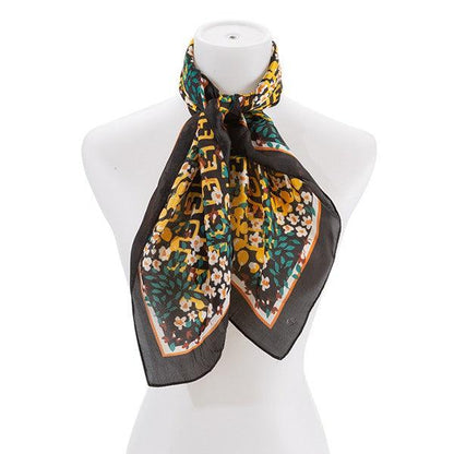 Floral Whimsy: Silk-Inspired Square Scarf - Three Mad Hatters Mercantile 