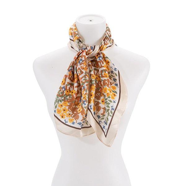 Floral Whimsy: Silk-Inspired Square Scarf - Three Mad Hatters Mercantile 