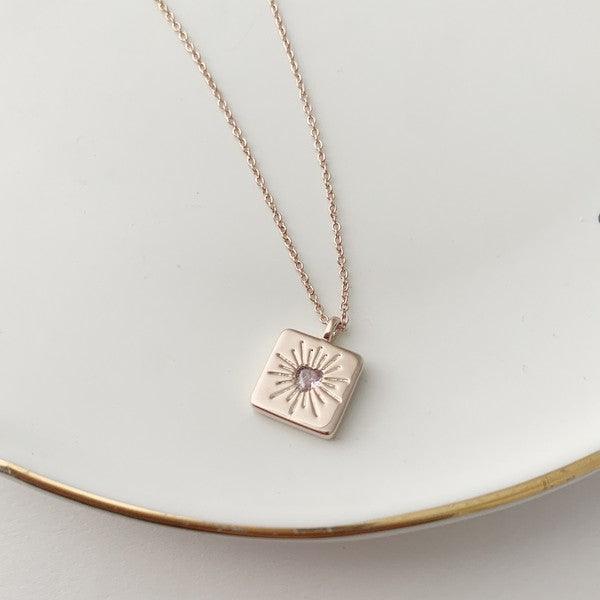 Libi Pink Crystal Heart Necklace - Three Mad Hatters Mercantile 