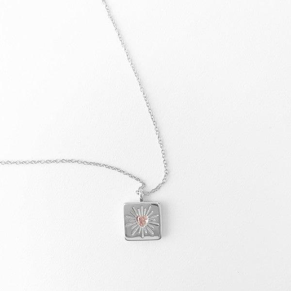 Libi Pink Crystal Heart Necklace - Three Mad Hatters Mercantile 